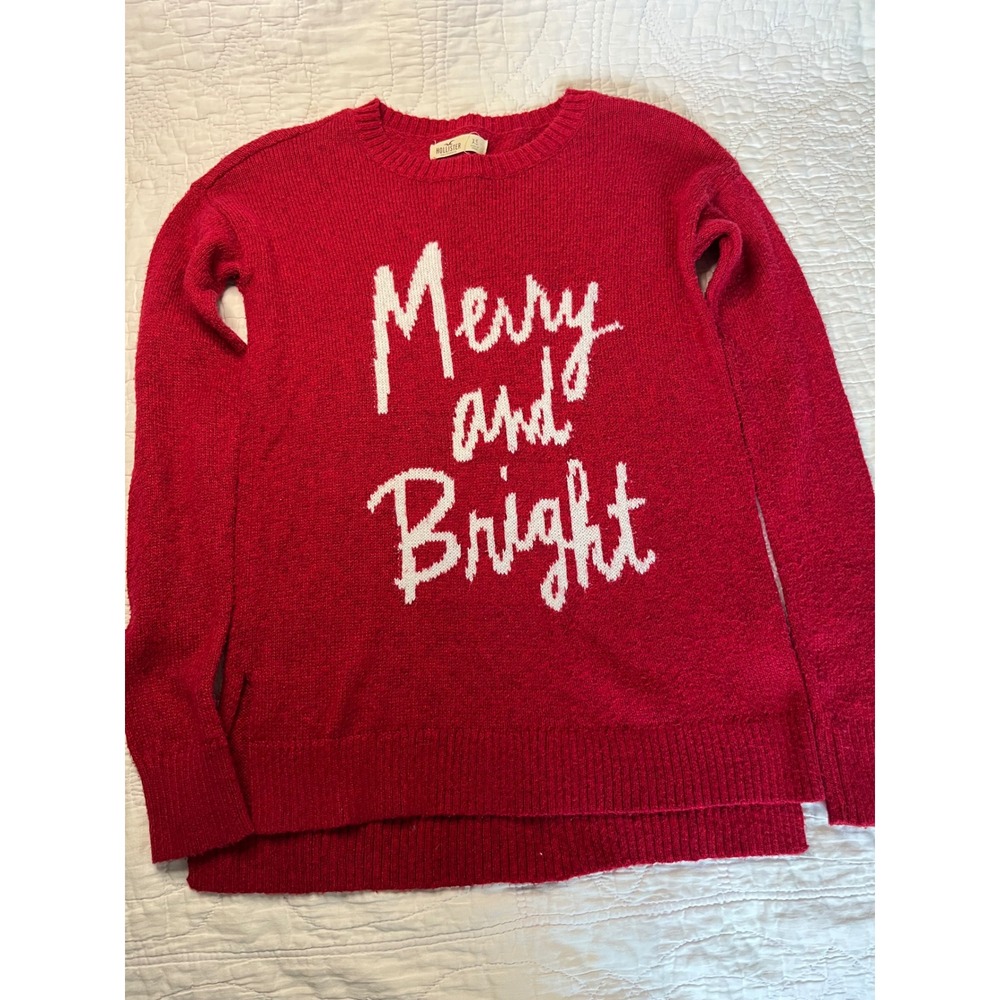 Hollister Merry and Bright Red Holiday Graphic Sweater XS